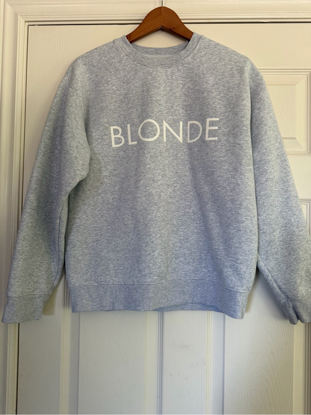 Brunette Label “BLONDE” Graphic Sweatshirt – Heather Grey | s/m - Picture 2 of 5